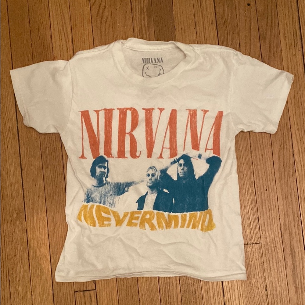 Urban Outfitters NIRVANA White Tee with Red and Blue Graphic